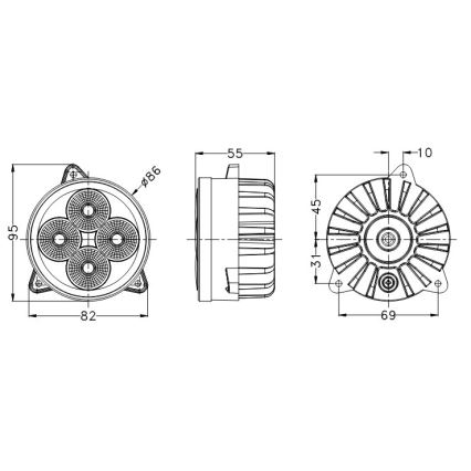 LED Точковий світильник для трактора BLACK LED/20W/10-30V IP69 5700K круглий