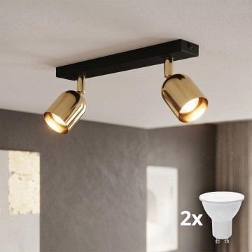 LED точковий світильник TOP 2xGU10/10W/230V чорний/золотий