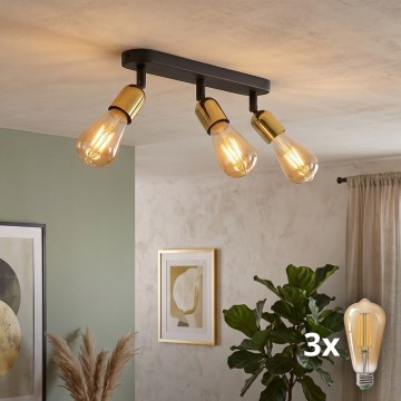 LED точковий світильник TOP 3xE27/15W/230V чорний/золотий