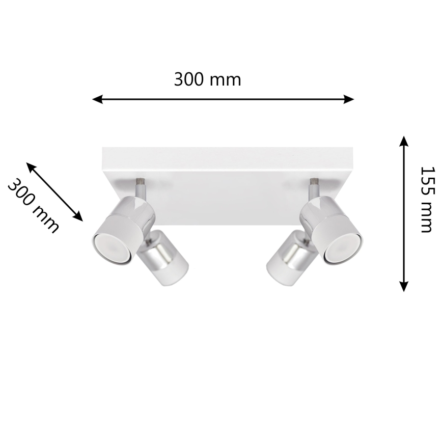 LED Точковий LED світильник TUBSSON 4xGU10/4,8W/230V білий/глянцевий хром