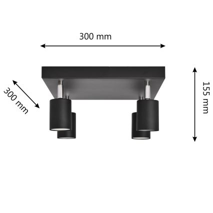 LED Точковий LED світильник TUNE 4xGU10/4,8W/230V чорний