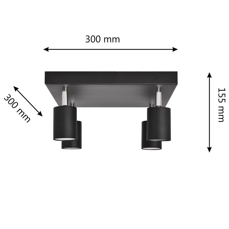 LED Точковий LED світильник TUNE 4xGU10/4,8W/230V чорний