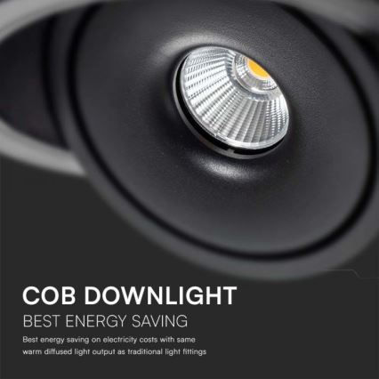 LED Точковий вбудований стельовий світильник LED/12W/230V 3000/4000/6400K діаметр 12 см чорний