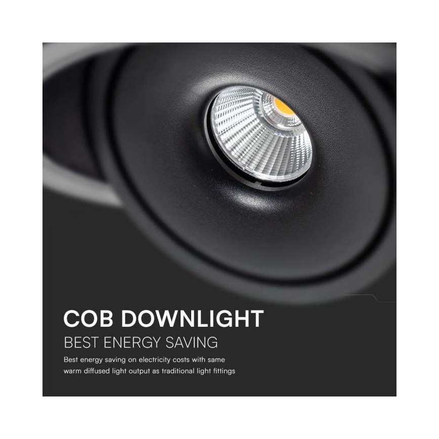 LED Точковий вбудований стельовий світильник LED/12W/230V 3000/4000/6400K діаметр 12 см чорний