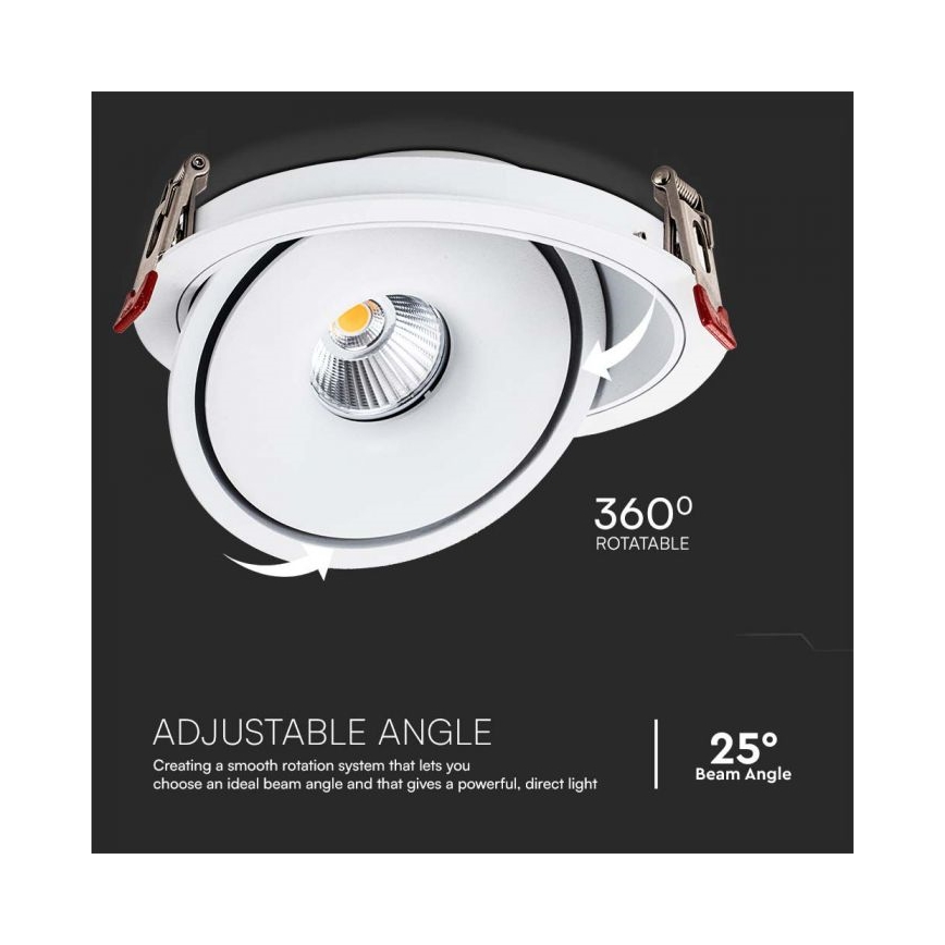 LED Точковий вбудований стельовий світильник LED/28W/230V 3000/4000/6400K діаметр 20 см білий
