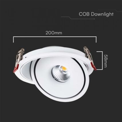 LED Точковий вбудований стельовий світильник LED/28W/230V 3000/4000/6400K діаметр 20 см білий