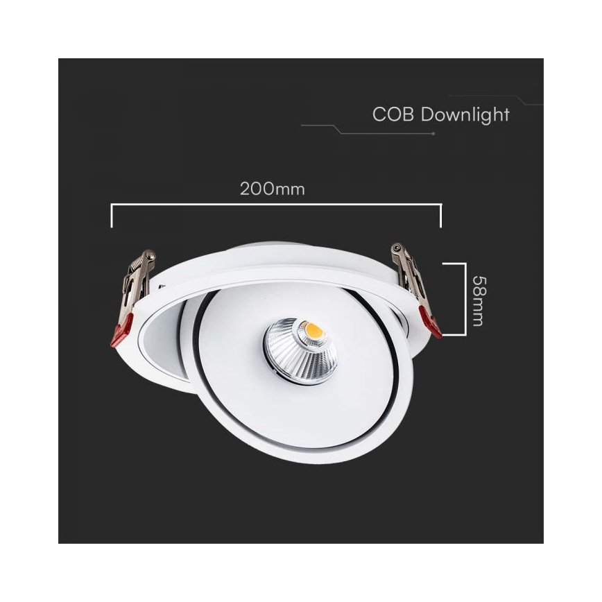 LED Точковий вбудований стельовий світильник LED/28W/230V 3000/4000/6400K діаметр 20 см білий