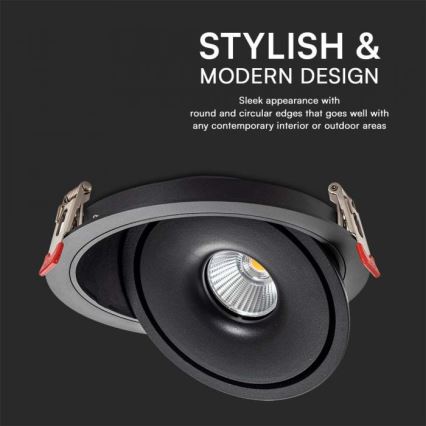 LED Точковий вбудований стельовий світильник LED/28W/230V 3000/4000/6400K діаметр 20 см чорний