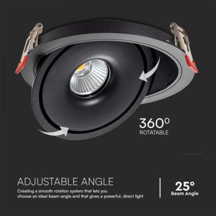LED Точковий вбудований стельовий світильник LED/28W/230V 3000/4000/6400K діаметр 20 см чорний