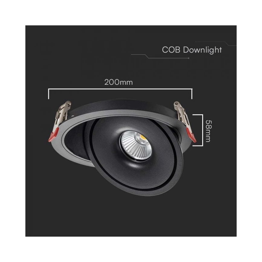 LED Точковий вбудований стельовий світильник LED/28W/230V 3000/4000/6400K діаметр 20 см чорний