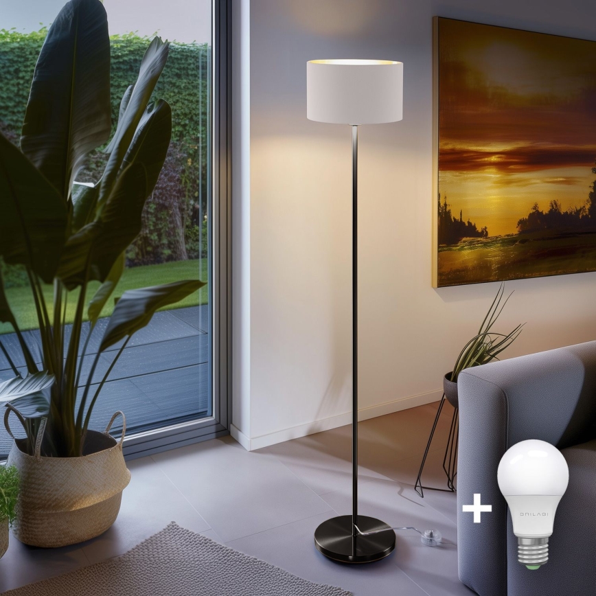 LED-торшер TUNJA 1xE27/20W/230V, диам. 30 см, черный/белый