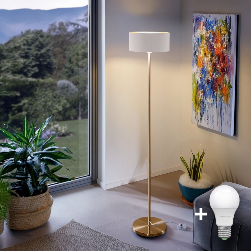 LED торшер TUNJA 1xE27/20W/230V діаметр 30 см золотистий/білий