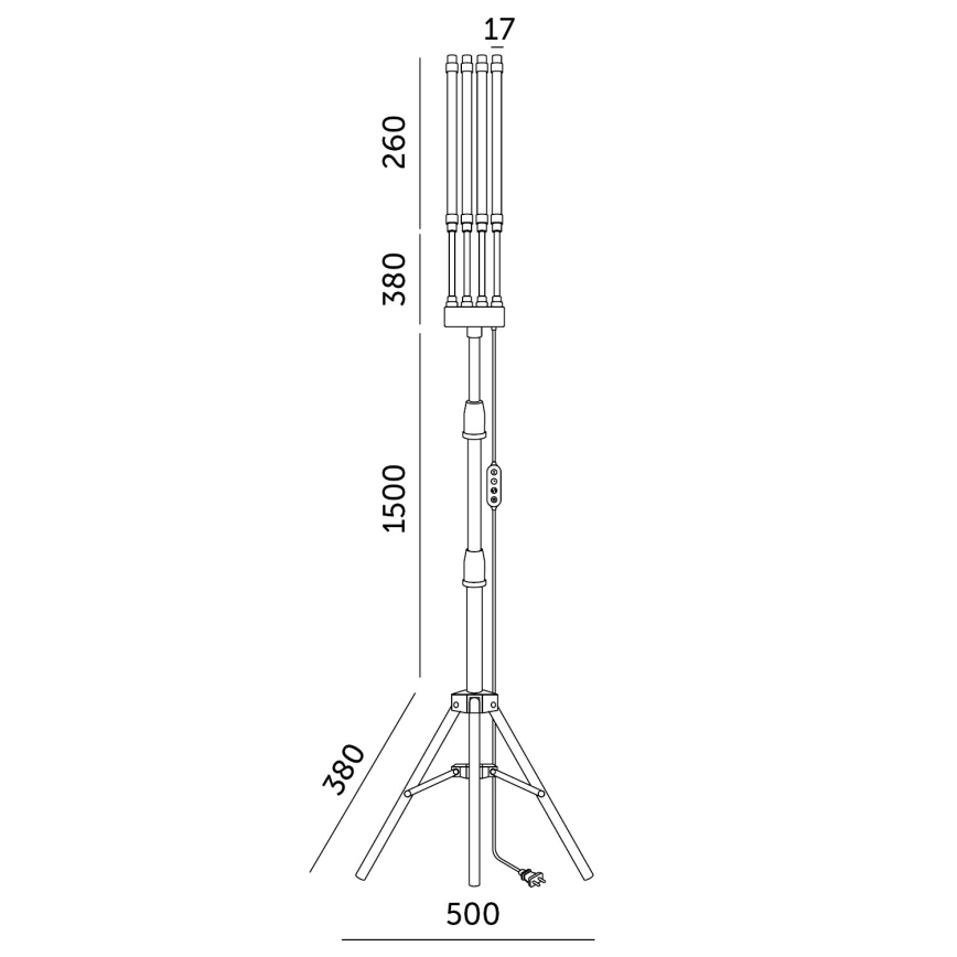 LED Гнучкий торшер для вирощування рослин з регулюванням яскравості VITARO 4xLED/7,5W/230V чорний