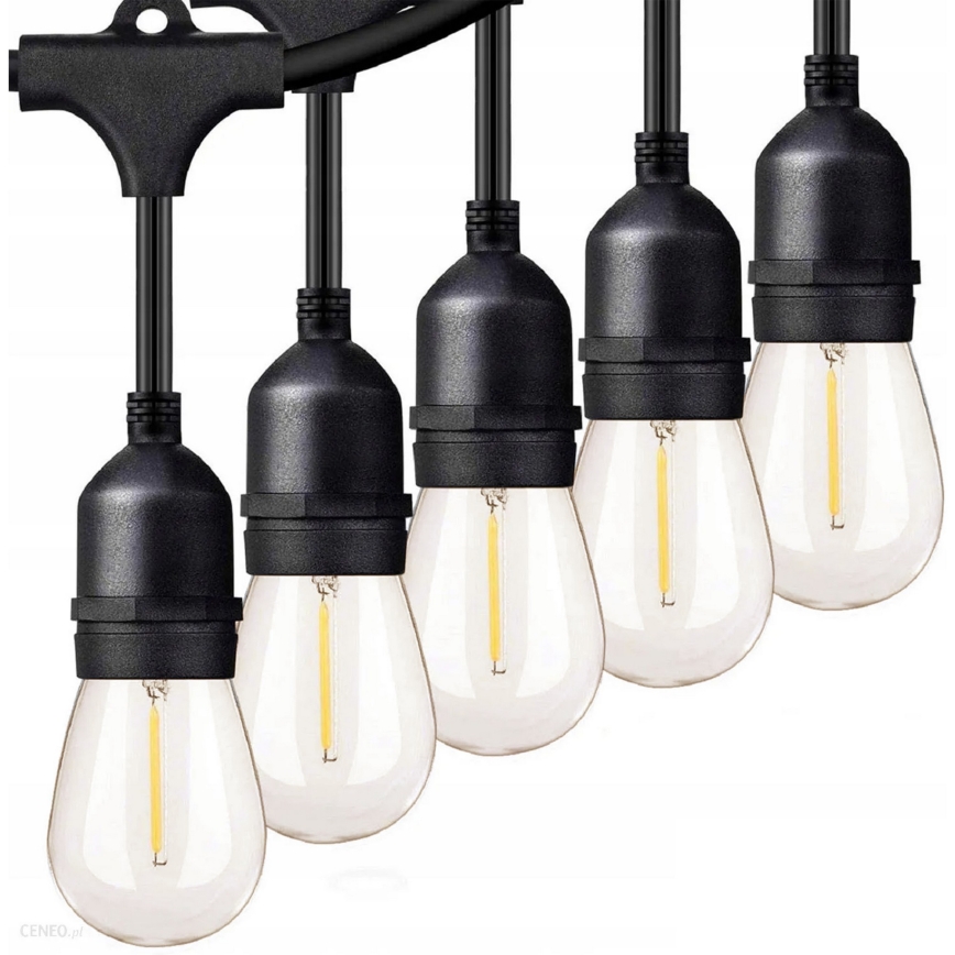 LED уличная декоративная гирлянда 10xE27/1Вт/230В 10,94 м IP44 чёрная