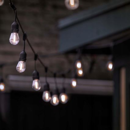 LED уличная декоративная гирлянда 10xE27/1W/230V 6,44 м IP44 чёрная