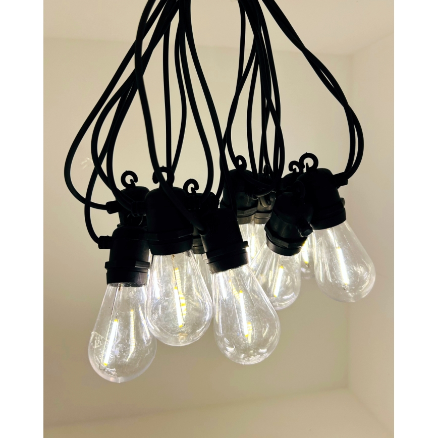 LED уличная декоративная гирлянда 10xLED/0,36Вт/230В 8 м IP44 черная