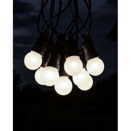 LED уличная декоративная гирлянда 10xLED/0,36W/230V 4,5 m IP44 чёрная