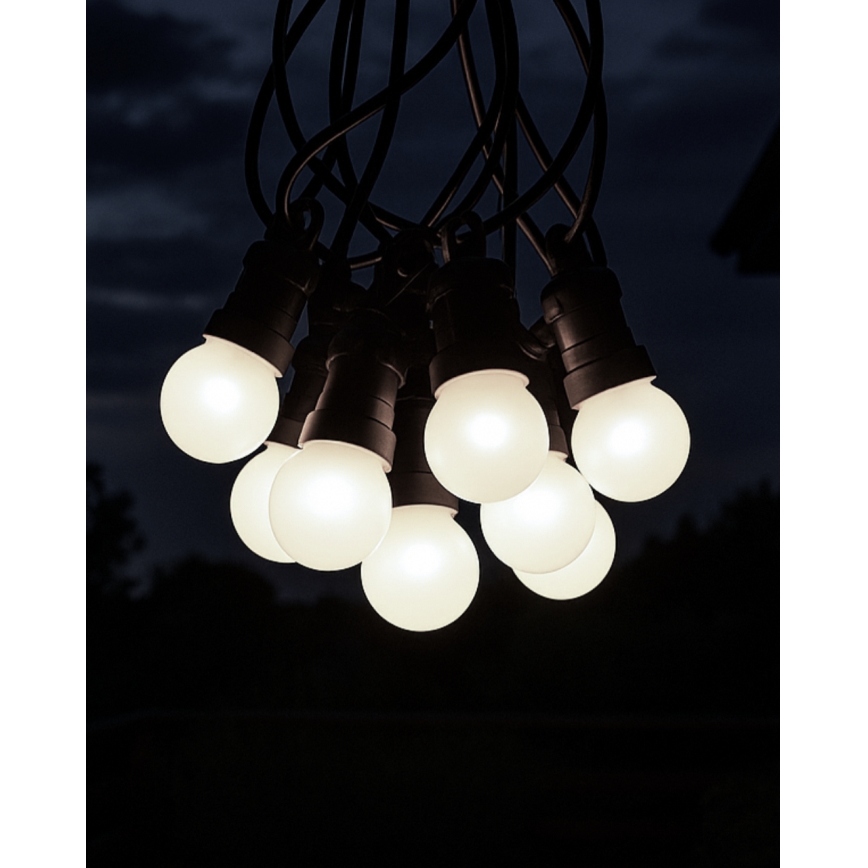 LED уличная декоративная гирлянда 10xLED/0,36W/230V 4,5 m IP44 чёрная