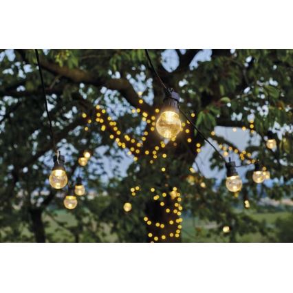 LED уличная декоративная гирлянда 10xLED/10m IP44 прозрачная