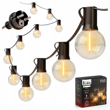 LED уличная декоративная гирлянда 20xE12/1W/230V 20 m IP65 чёрная