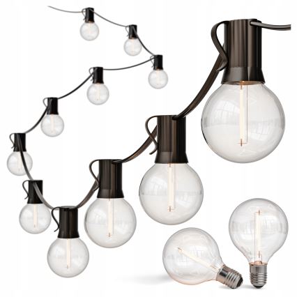 LED уличная декоративная гирлянда 36xE12/1W/230V 22,35 м IP65 чёрная