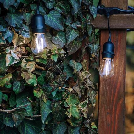 LED уличная декоративная гирлянда 5xE27/1W/230V 5,94 m IP44 черная