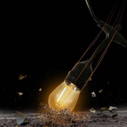 LED уличная декоративная гирлянда 5xE27/1W/230V 5,94 m IP44 черная