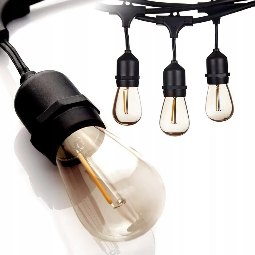 LED уличная декоративная гирлянда 5xE27/1W/230V 5,94 m IP44 черная