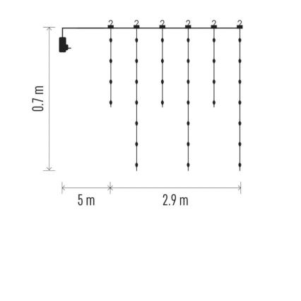 LED уличная гирлянда 100 светодиодов, 8 режимов, 7,9×0,7 м, IP44, тёплый белый