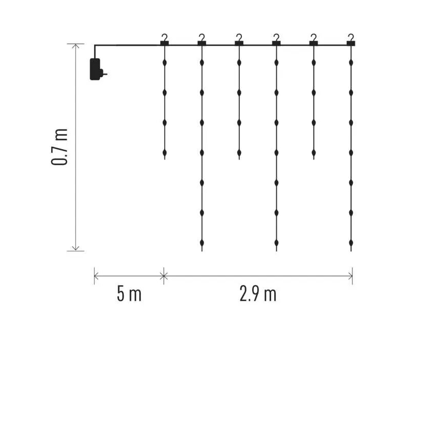 LED уличная гирлянда 100 светодиодов, 8 режимов, 7,9×0,7 м, IP44, тёплый белый