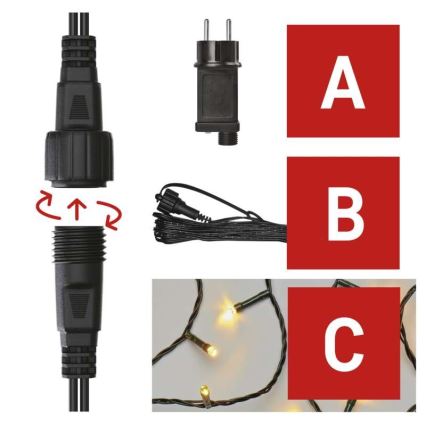 LED уличная гирлянда 100xLED/15m IP44, тёплый белый