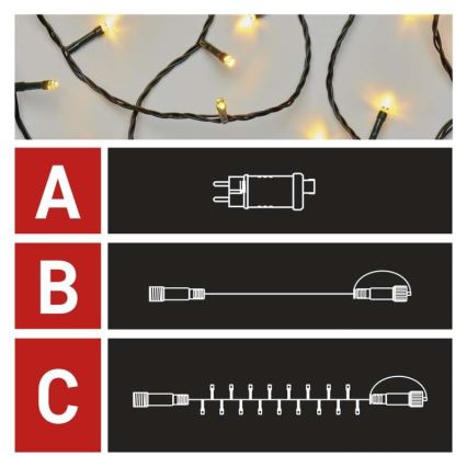 LED уличная гирлянда 100xLED/15m IP44, тёплый белый