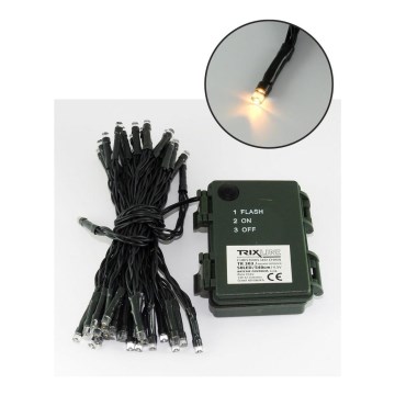 LED уличная гирлянда 100xLED/2 режима/3xAA 10,8m IP44 тёплый белый