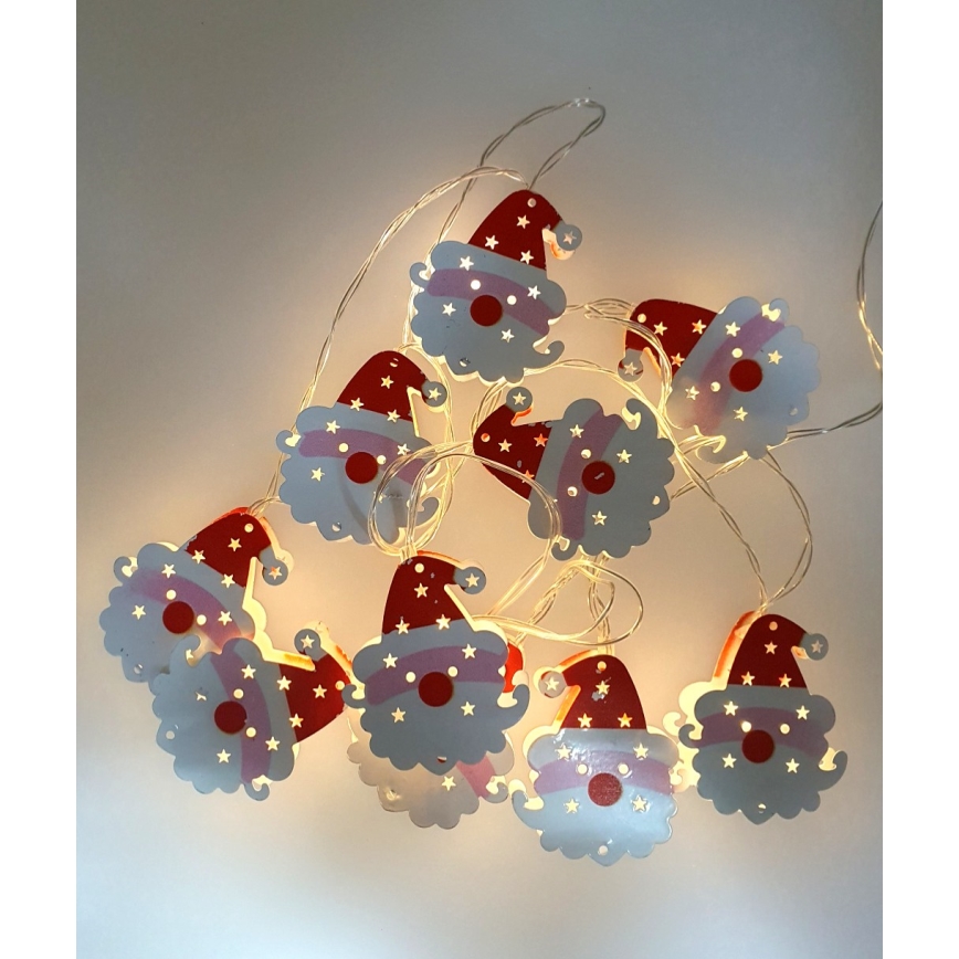 LED уличная гирлянда 10xLED/2xAA 1,65 m IP44 тёплый белый свет Santa