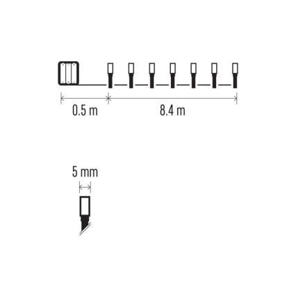 LED уличная гирлянда 120xLED/3xAA 8,9m IP44 тёплый белый