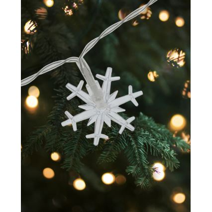 LED уличная гирлянда 20xLED/2xAA 2,2 m IP44, тёплый белый свет, в виде снежинок