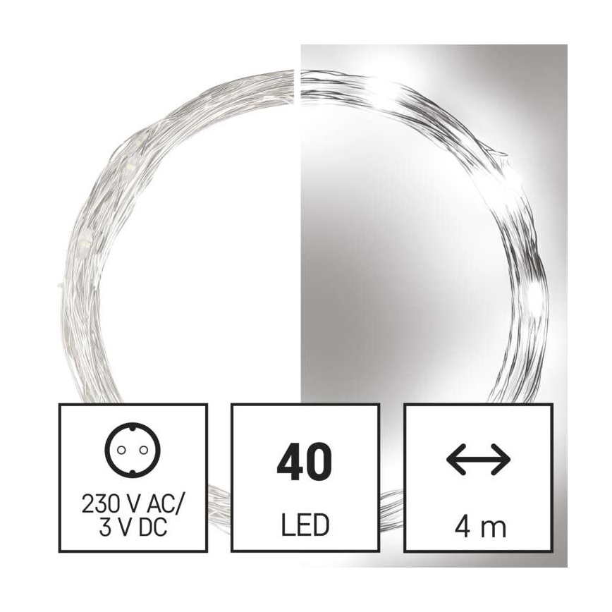 LED уличная гирлянда 40xLED/9m IP44 холодный белый