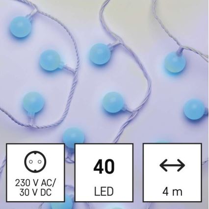 LED уличная гирлянда 40xLED/9m IP44 синяя