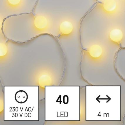 LED  уличная гирлянда 40xLED/9m IP44 тёплый белый