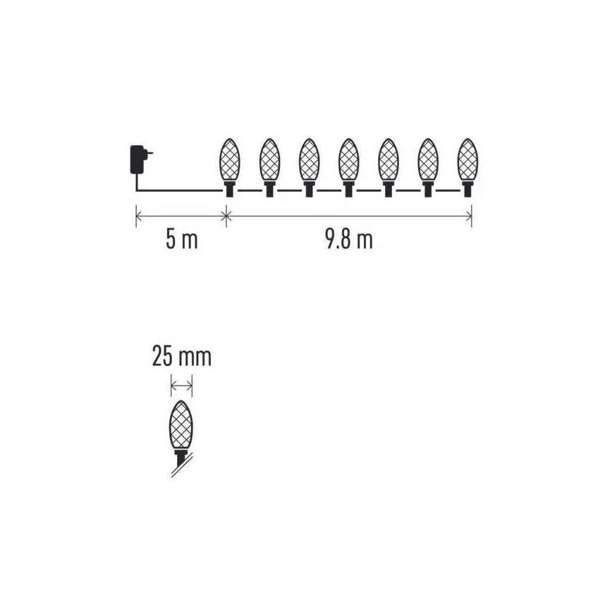 LED уличная гирлянда 50 LED/8 функций 14,8 м IP44 холодный белый