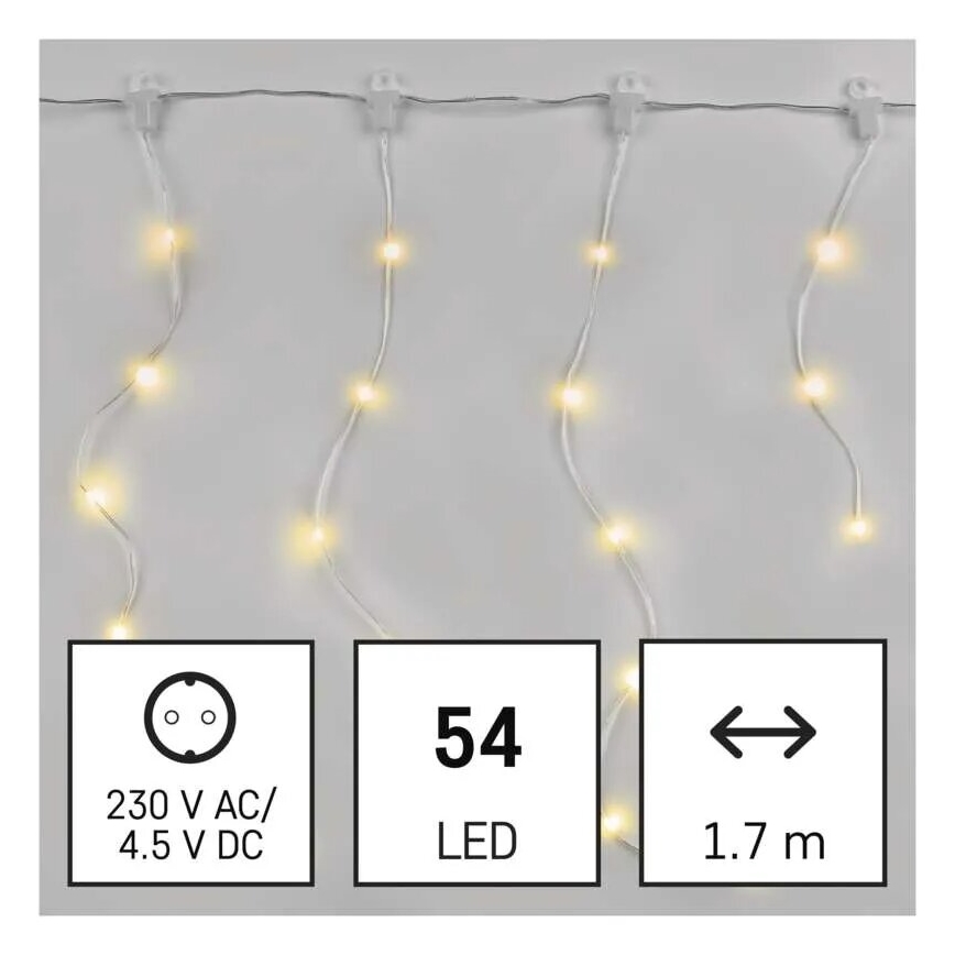 LED уличная гирлянда, 54 светодиода, 8 режимов, 6,7×0,7 м, IP44, тёплый белый