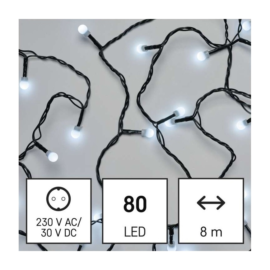 LED  уличная гирлянда 80xLED/13m IP44 холодный белый