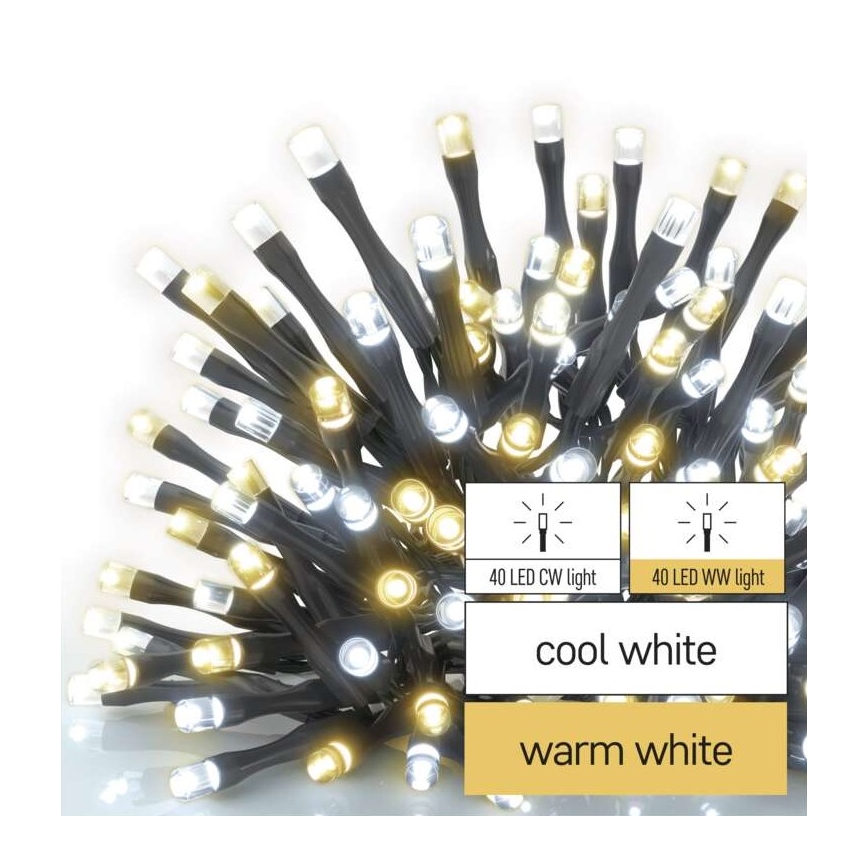 LED уличная гирлянда 80xLED/13m IP44 тёплый/холодный белый свет