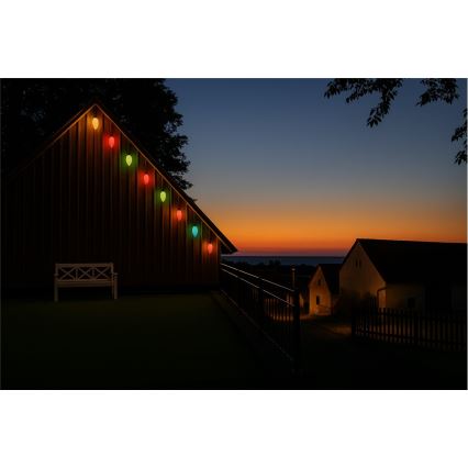LED уличная гирлянда CONE FILAMENT 20xE10 19m цветная/тёпло-белая IP44, произведено в ЕС