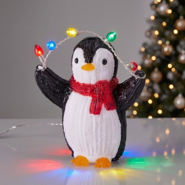 LED уличная рождественская декорация 25xLED/2xAA, 21 см, IP44 — пингвин