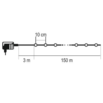 LED уличная рождественская гирлянда 1500xLED/230V 8 функций 153 м IP44 тёплый белый + пульт дистанционного управления