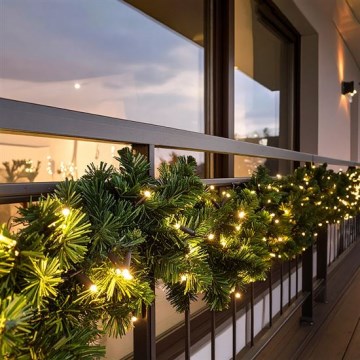 LED уличная рождественская гирлянда GIRLANDA, 80×LED, питание 3×AA, длина 500 см, степень защиты IP44