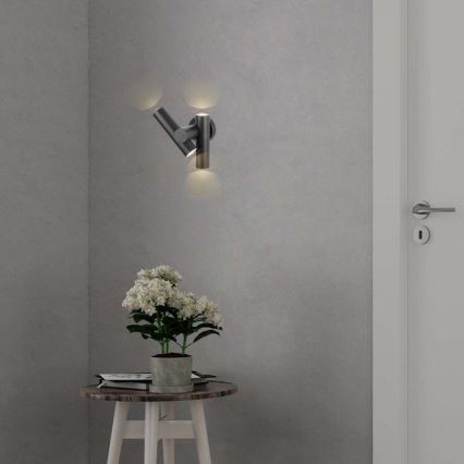 Светодиодный уличный настенный поворотный светильник 2xLED/3W/230V 3000K IP44 черный