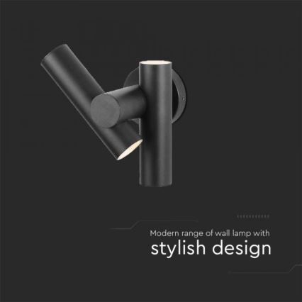 Светодиодный уличный настенный поворотный светильник 2xLED/3W/230V 3000K IP44 черный