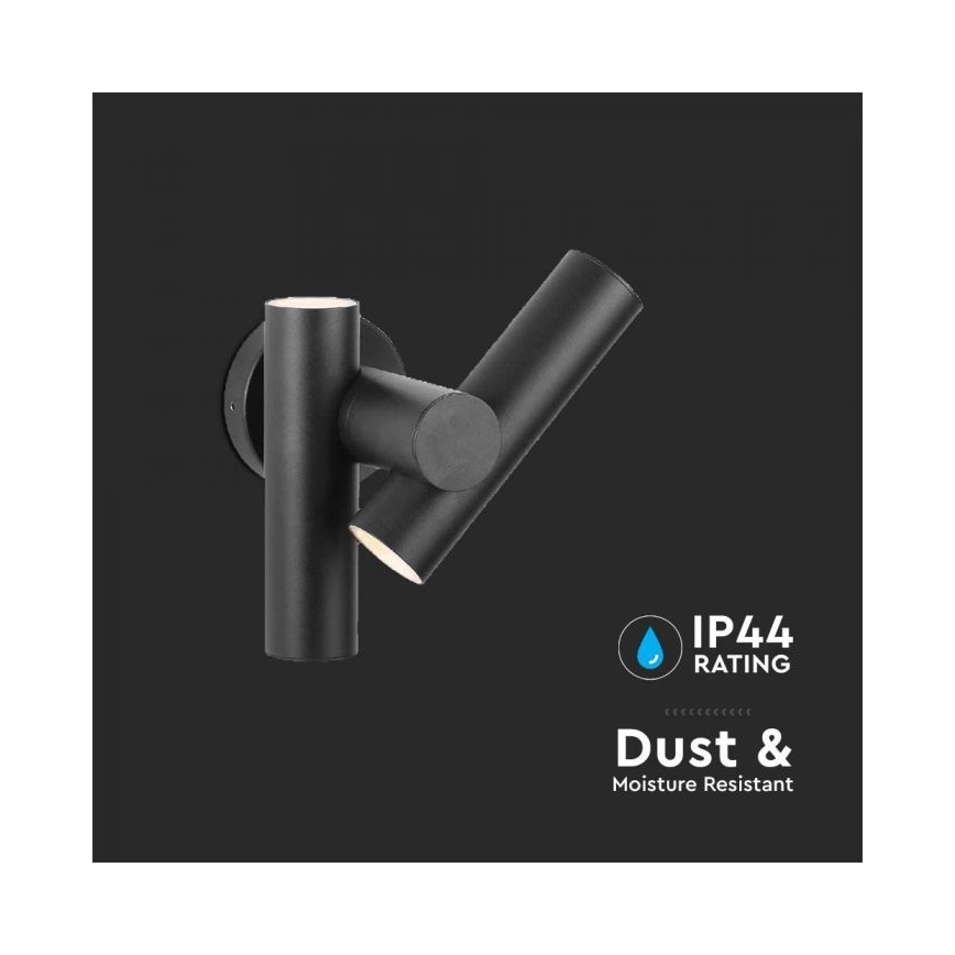 Светодиодный уличный настенный поворотный светильник 2xLED/3W/230V 3000K IP44 черный